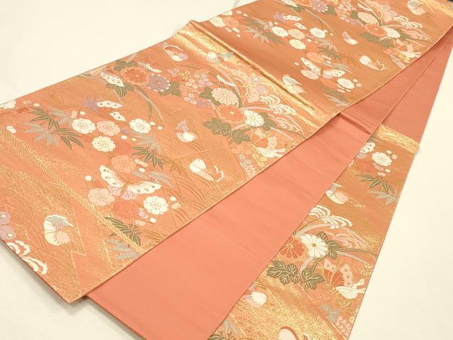 平和屋本店▼六通柄袋帯 唐織 唐錦能衣花鳥文 本金箔 鈴乃屋扱い 正絹 逸品 DABI5794op
