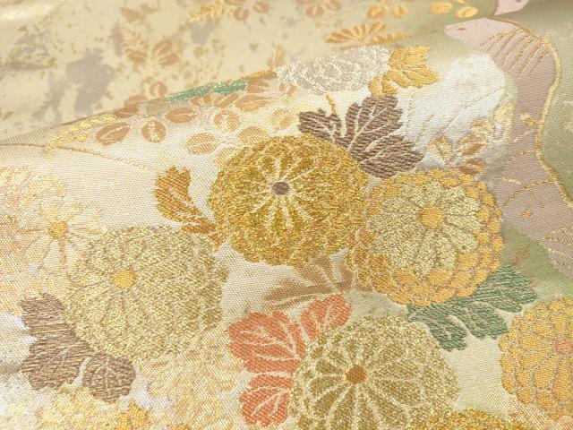 平和屋本店●六通柄袋帯 道長蒔絵文 本金泥箔 正絹 逸品 DABI5797op