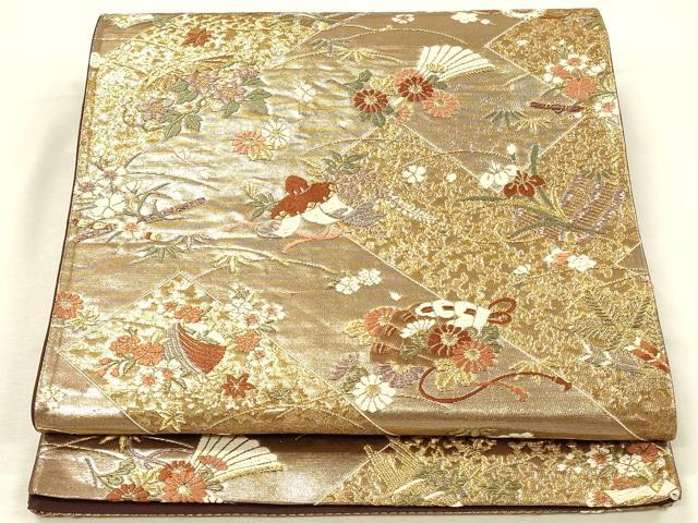 平和屋本店▼六通柄袋帯 唐織 秀華宝尽くし 本金箔 正絹 逸品 DABI5799op