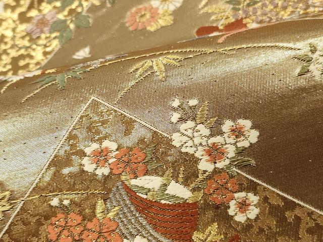 平和屋本店▼六通柄袋帯 唐織 秀華宝尽くし 本金箔 正絹 逸品 DABI5799op