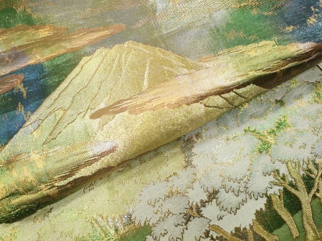 平和屋着物●六通柄袋帯 風景花文 金銀糸 引箔 正絹 逸品 DABI5801op