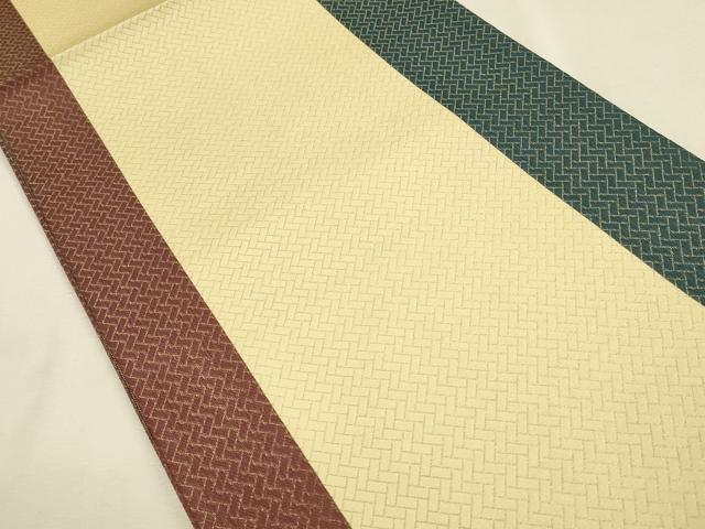 平和屋着物▼両面 六通柄袋帯 正倉院亀甲花文 金糸 正絹 逸品 未使用 DABI5805op