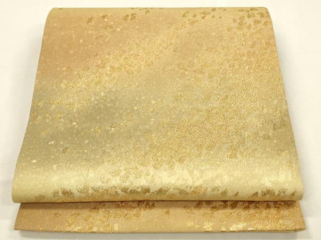 平和屋着物▼全通柄袋帯 舞桜 金糸 正絹 逸品 DABI5848op