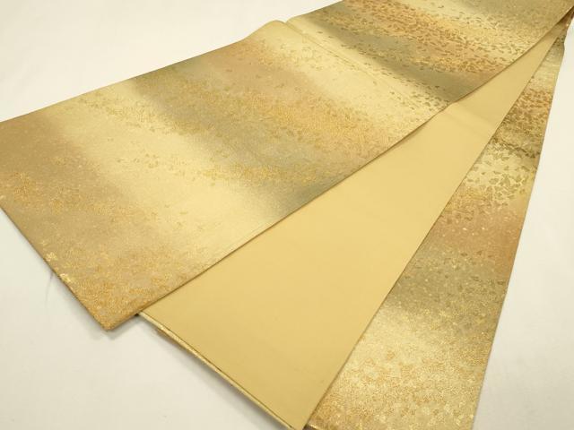平和屋着物▼全通柄袋帯 舞桜 金糸 正絹 逸品 DABI5848op