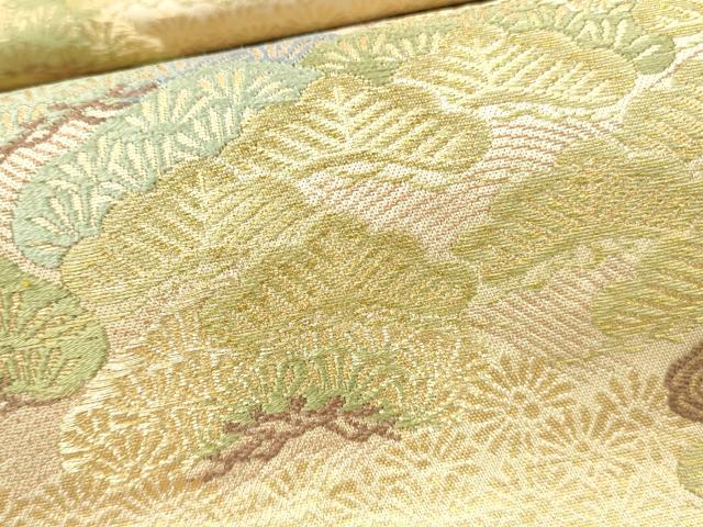 平和屋着物▼西陣 服部織物謹製 六通柄袋帯 枝松文 金糸 正絹 逸品 DABI5850op