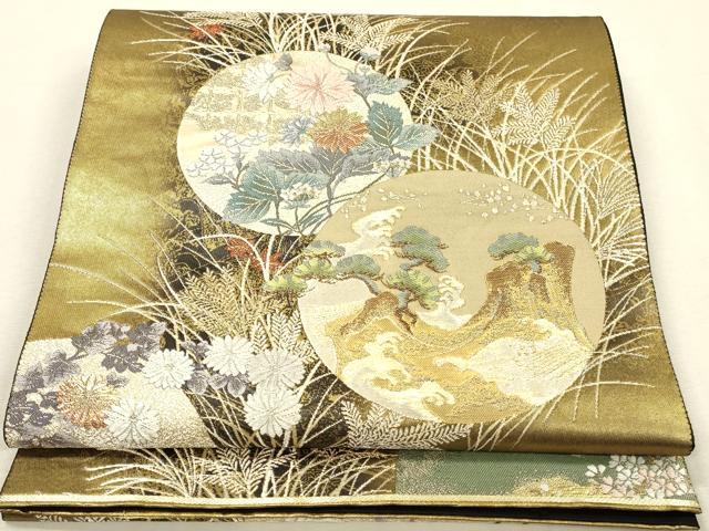 平和屋着物▼六通柄袋帯 唐織 聚宝百景紋 金銀糸 正絹 逸品 DABI5859op