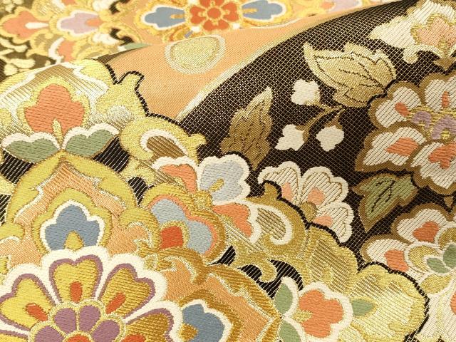 平和屋着物▼佐賀錦 六通柄袋帯 花鳥菱文 金糸 正絹 逸品 DABI5861op