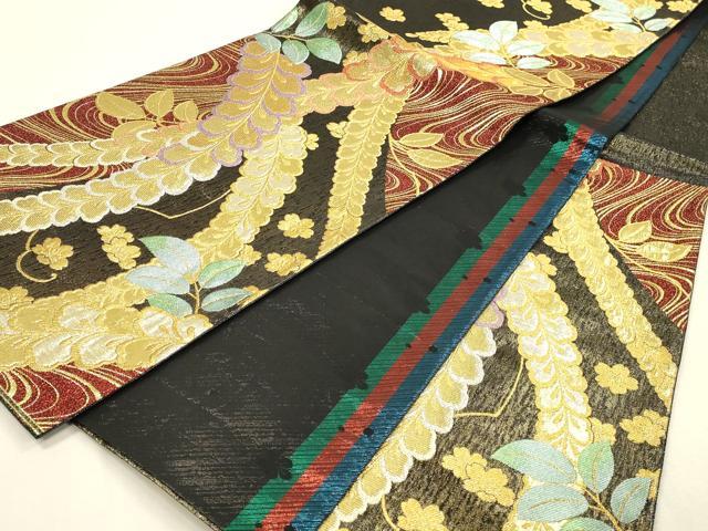 平和屋着物▼六通柄袋帯 夢爛漫 枝垂れ藤 金銀糸 正絹 逸品 DABI5862op