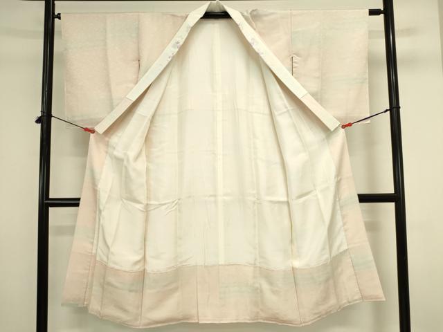 平和屋着物●長襦袢 袷 横段文 暈し染め 銀通し地 半衿刺繍 正絹 逸品 DABI5876op