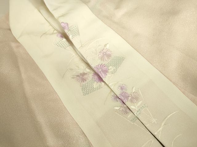 平和屋着物●長襦袢 袷 横段文 暈し染め 銀通し地 半衿刺繍 正絹 逸品 DABI5876op