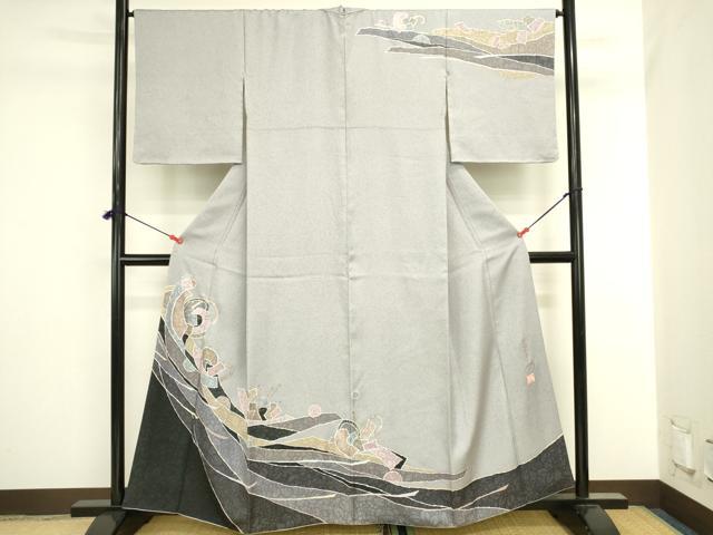 平和屋着物●中嶋まさひろ 蝋彩染作家 訪問着 抽象文様 金彩 正絹 逸品 DABI5879op