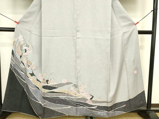 平和屋着物●中嶋まさひろ 蝋彩染作家 訪問着 抽象文様 金彩 正絹 逸品 DABI5879op