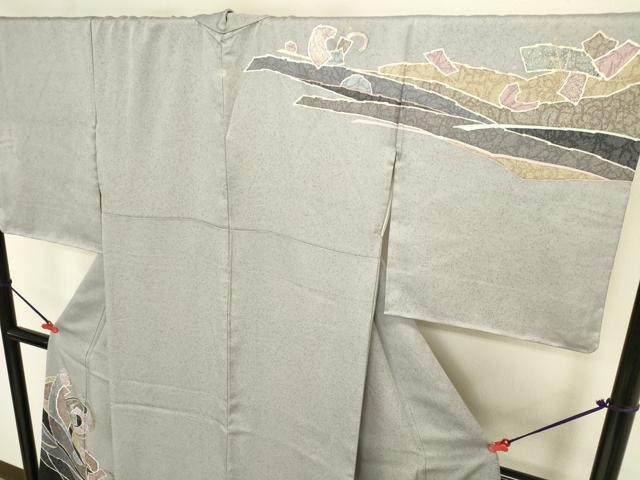 平和屋着物●中嶋まさひろ 蝋彩染作家 訪問着 抽象文様 金彩 正絹 逸品 DABI5879op