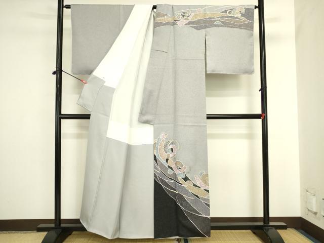 平和屋着物●中嶋まさひろ 蝋彩染作家 訪問着 抽象文様 金彩 正絹 逸品 DABI5879op