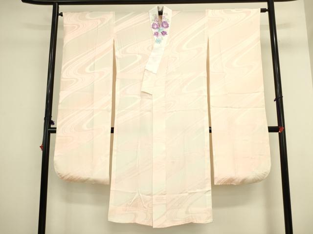 平和屋着物●長襦袢 無双仕立て 流水地紋 暈し染め 半衿刺繍 正絹 逸品 DABI5885op