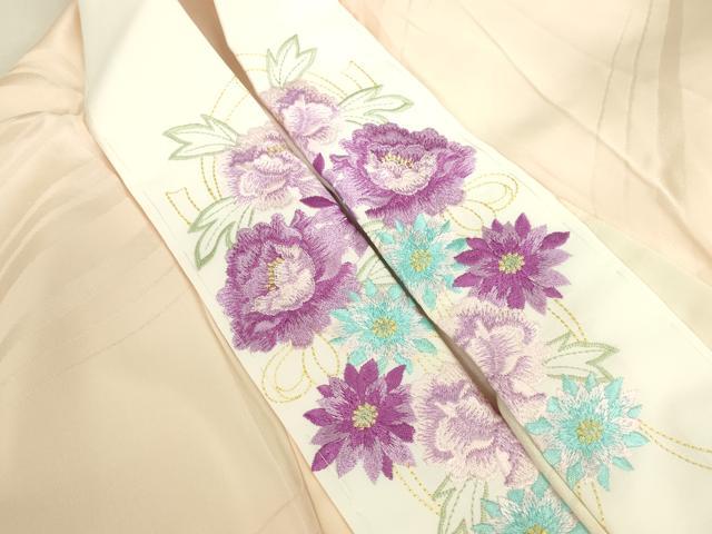 平和屋着物●長襦袢 無双仕立て 流水地紋 暈し染め 半衿刺繍 正絹 逸品 DABI5885op