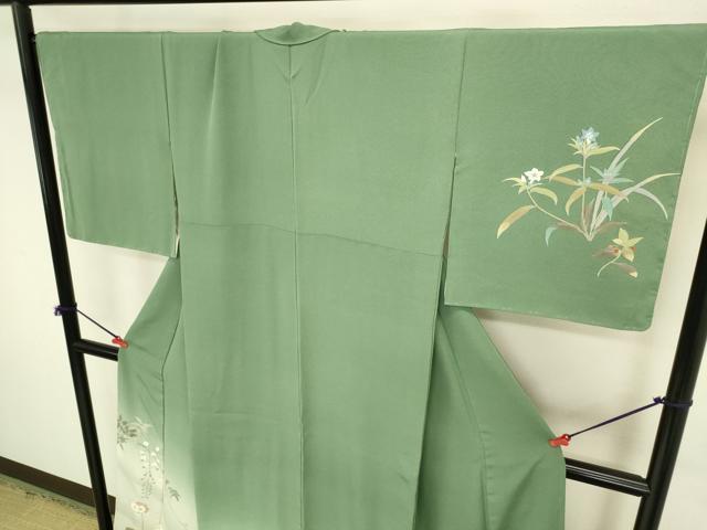 平和屋着物●二代目清次郎 手描き 訪問着 草花 暈し染め 正絹 逸品 未使用 DABI5886op
