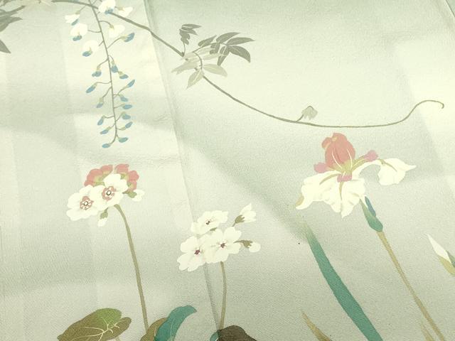 平和屋着物●二代目清次郎 手描き 訪問着 草花 暈し染め 正絹 逸品 未使用 DABI5886op