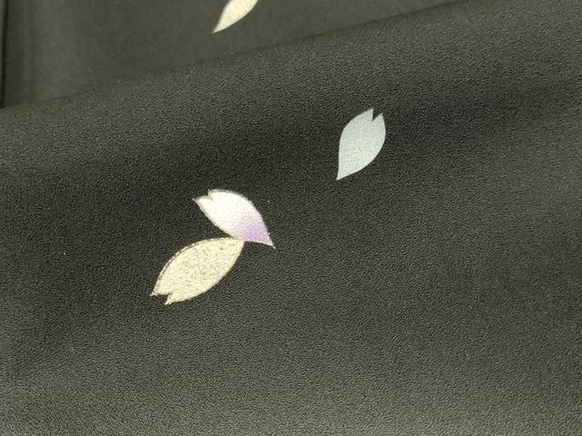 平和屋着物●訪問着 作家物 立波舞桜文 枝垂れ花 暈し染め 黒地 金彩 ロング丈 正絹 逸品 DABI5888op