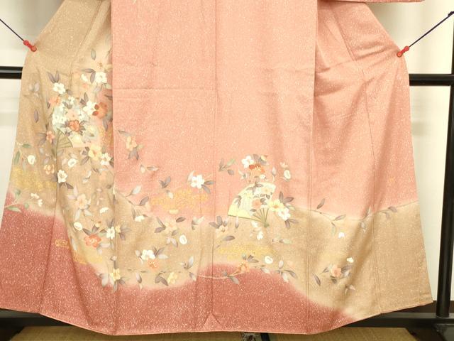 平和屋着物●訪問着 作家物 地紙草花文 暈し染め 金彩 正絹 逸品 DABI5893op