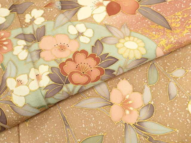 平和屋着物●訪問着 作家物 地紙草花文 暈し染め 金彩 正絹 逸品 DABI5893op