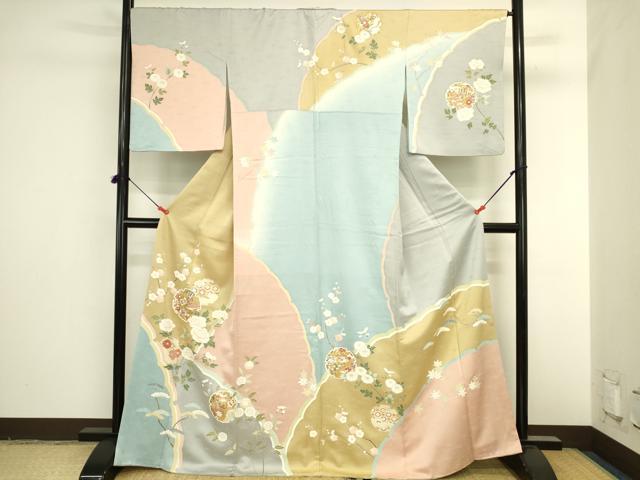 平和屋着物●訪問着 駒刺繍 枝梅 雪輪花文 暈し染め 金彩 正絹 逸品 DABI5894op