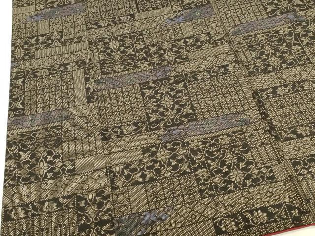 平和屋着物●本場大島紬 7マルキ 抽象花文 正絹 逸品 DABI5896op