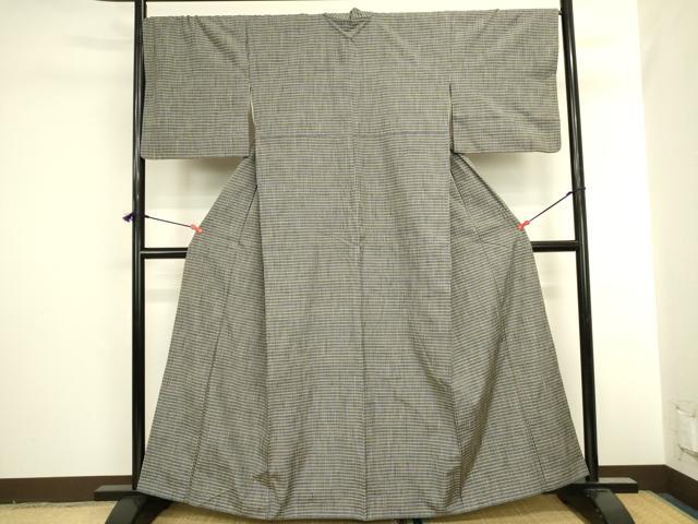 平和屋着物●上質な紬 格子 正絹 逸品 DABI5920op