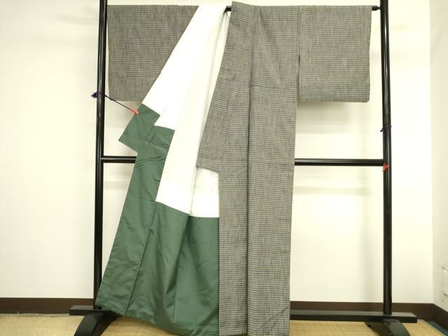 平和屋着物●上質な紬 格子 正絹 逸品 DABI5920op