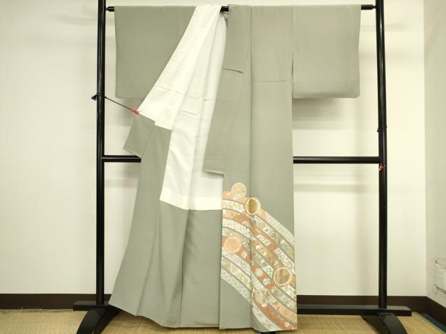 平和屋着物●豪華色留袖 刺繍 双鶴吉祥花丸文 金彩 正絹 逸品 DABI5923op