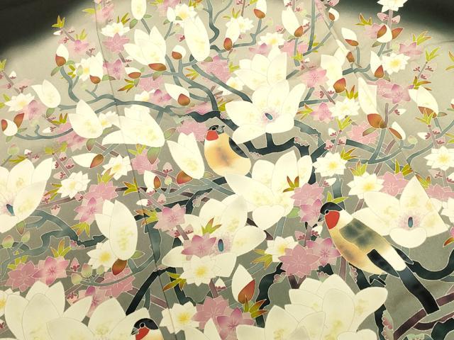 平和屋着物●本加賀友禅作家 百貫華峰 黒留袖 花鳥文 暈し染め 正絹 逸品 未使用 DABI5924op