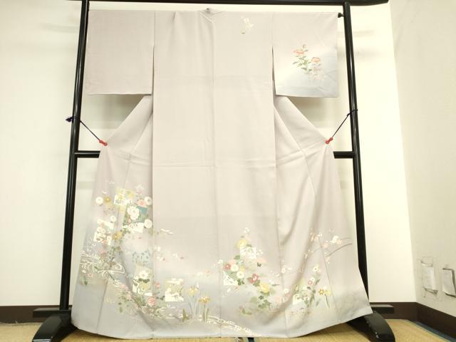 平和屋着物●訪問着 色紙花文 暈し染め 金彩 正絹 逸品 DABI5928op