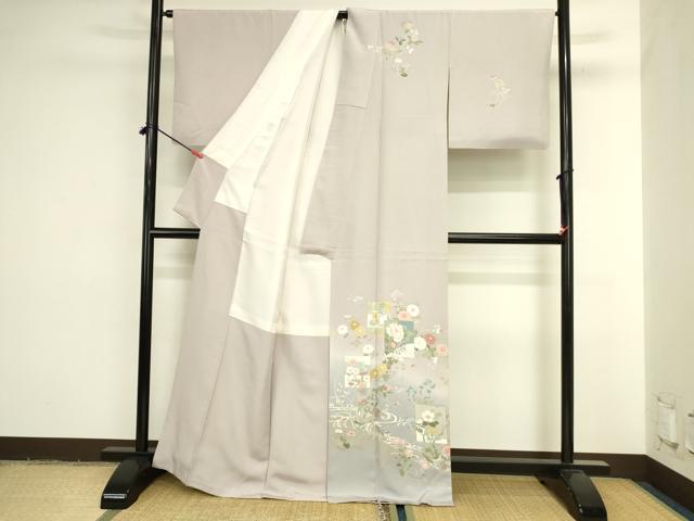 平和屋着物●訪問着 色紙花文 暈し染め 金彩 正絹 逸品 DABI5928op