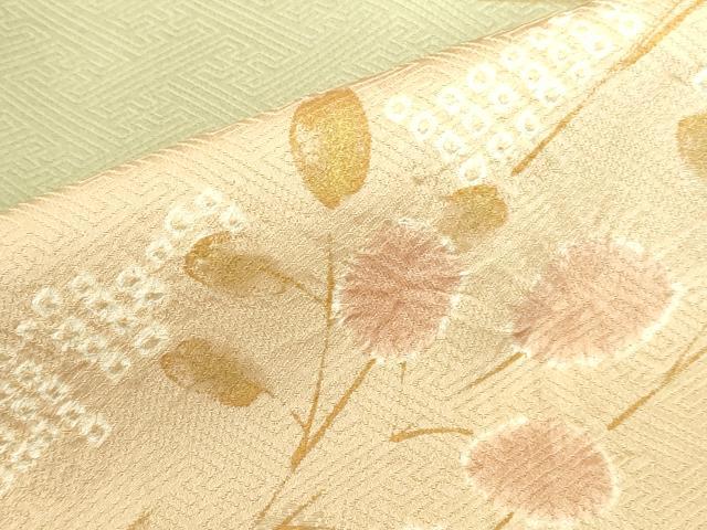 平和屋着物●訪問着 絞り 草葉文 金彩 正絹 逸品 DABI5929op