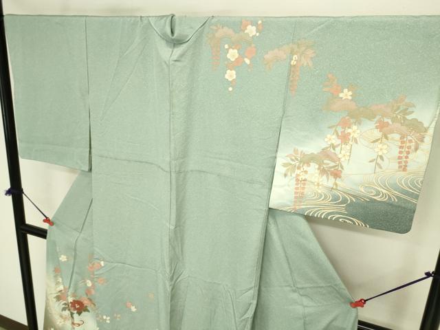 平和屋着物●訪問着 流水花文 暈し染め 金彩 正絹 逸品 DABI5932op