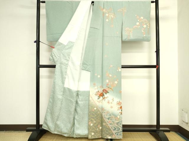 平和屋着物●訪問着 流水花文 暈し染め 金彩 正絹 逸品 DABI5932op