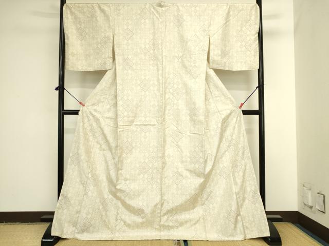 平和屋着物●本場大島紬 白大島 花菱文 ロング丈 正絹 逸品 DABI5933op
