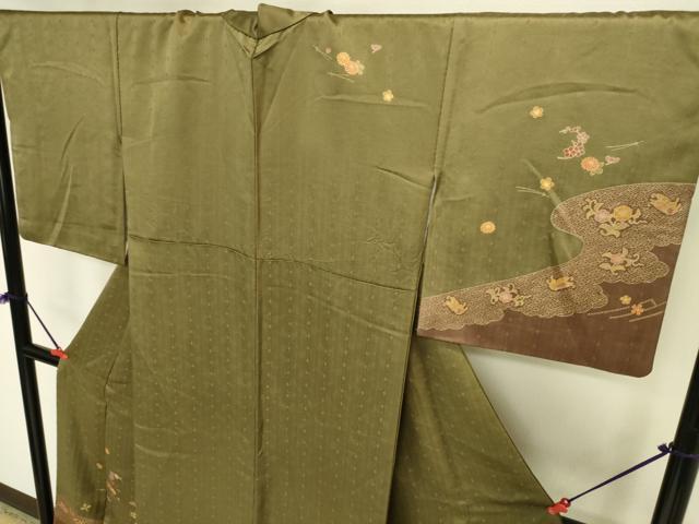 平和屋着物●訪問着 刺繍 松葉散らし花文 金彩 正絹 逸品 DABI5943op