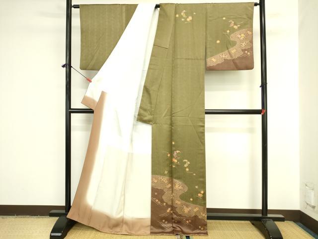 平和屋着物●訪問着 刺繍 松葉散らし花文 金彩 正絹 逸品 DABI5943op