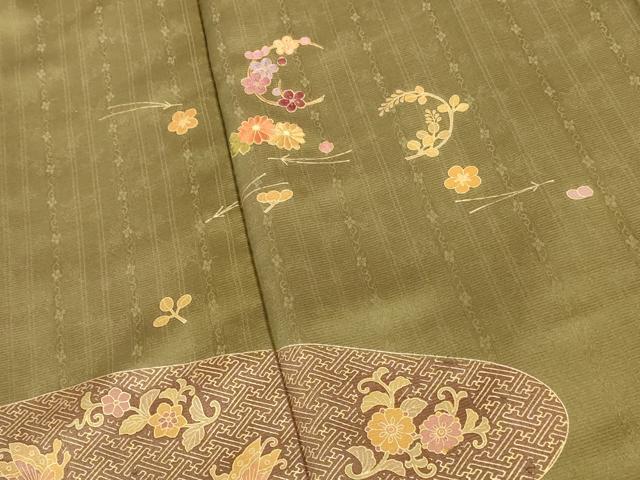 平和屋着物●訪問着 刺繍 松葉散らし花文 金彩 正絹 逸品 DABI5943op