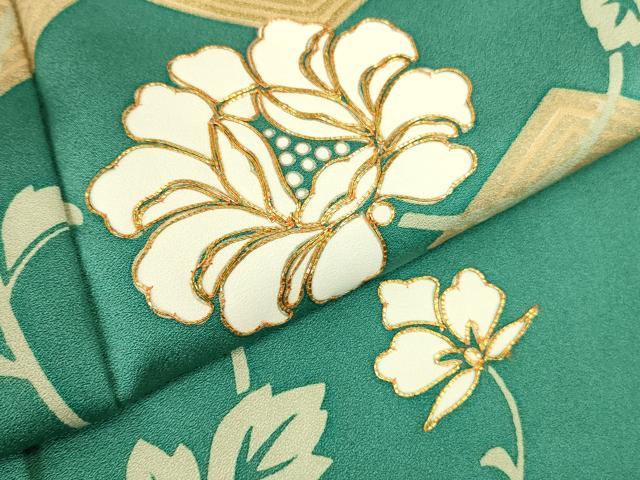 平和屋着物●訪問着 駒刺繍 更紗花文 金彩 正絹 逸品 DABI5968op