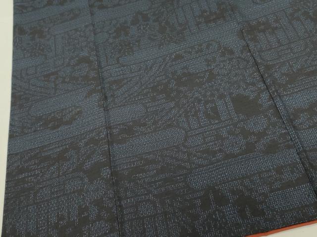 平和屋着物●結城紬 80亀甲 風景花文 正絹 逸品 DABI5969op