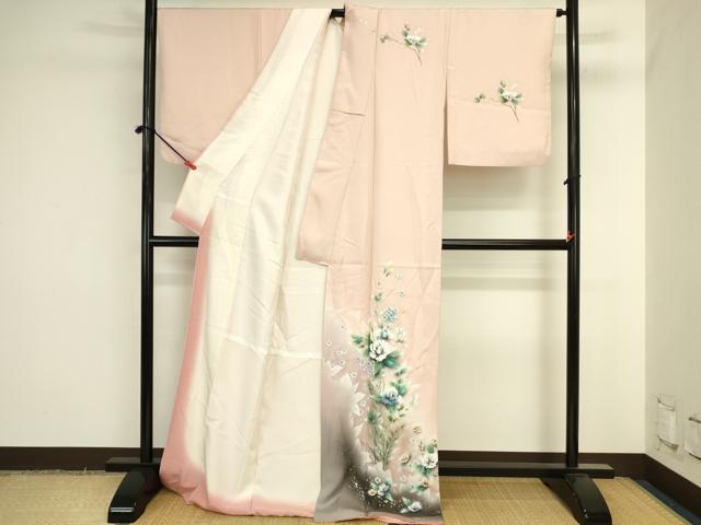 平和屋着物●訪問着 草花 暈し染め 金銀彩 ロング丈 正絹 逸品 DABI5979op