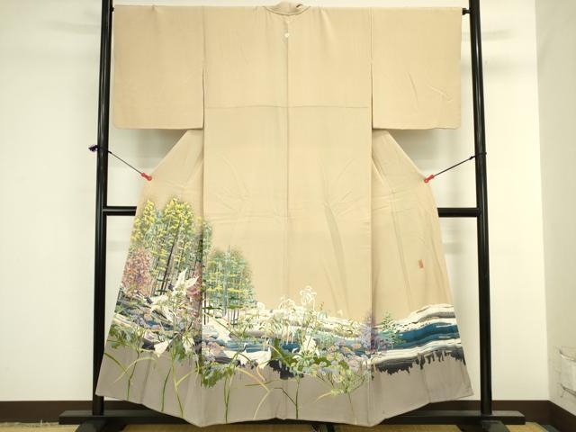 平和屋着物●本加賀友禅作家 稲手明仁 色留袖 群鶴 風景文 正絹 逸品 DABI5991op