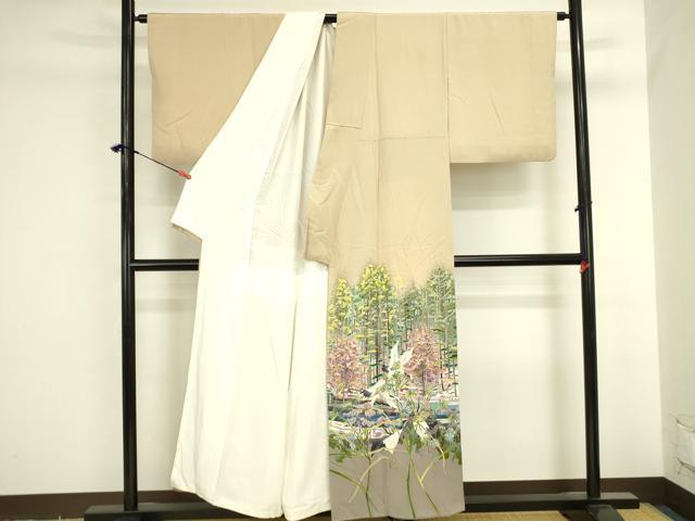 平和屋着物●本加賀友禅作家 稲手明仁 色留袖 群鶴 風景文 正絹 逸品 DABI5991op