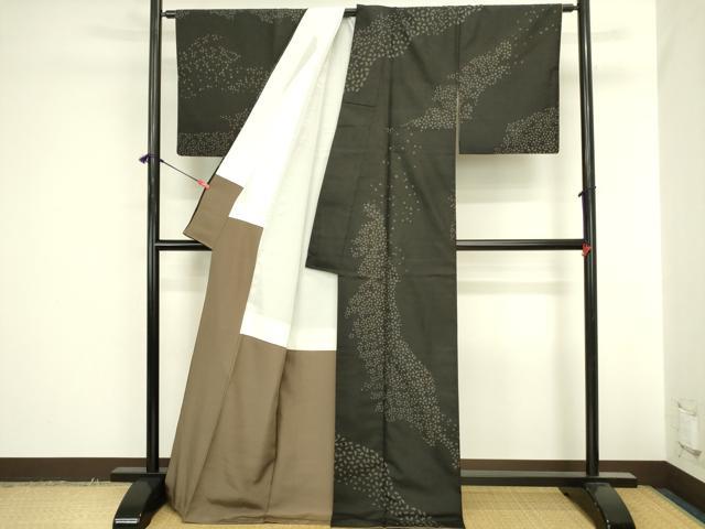 平和屋着物●本場縞大島紬 訪問着 舞桜 正絹 逸品 DABI5996op