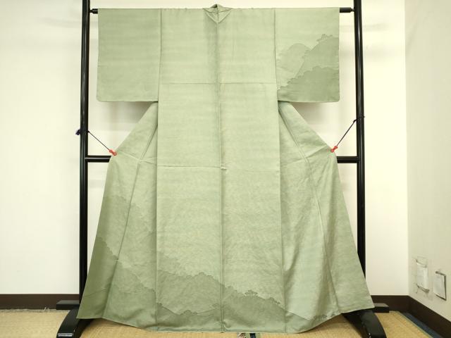 平和屋着物●訪問着 風景文 暈し染め 金通し地 正絹 逸品 DABI5998op