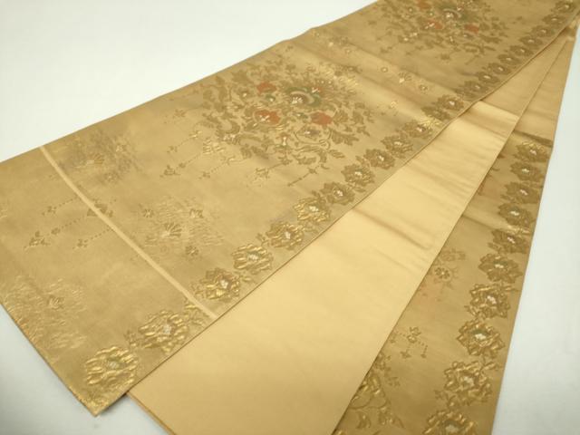 平和屋着物▼六通柄袋帯 ふくれ織 更紗花文 金糸 正絹 逸品 DABI6001ps