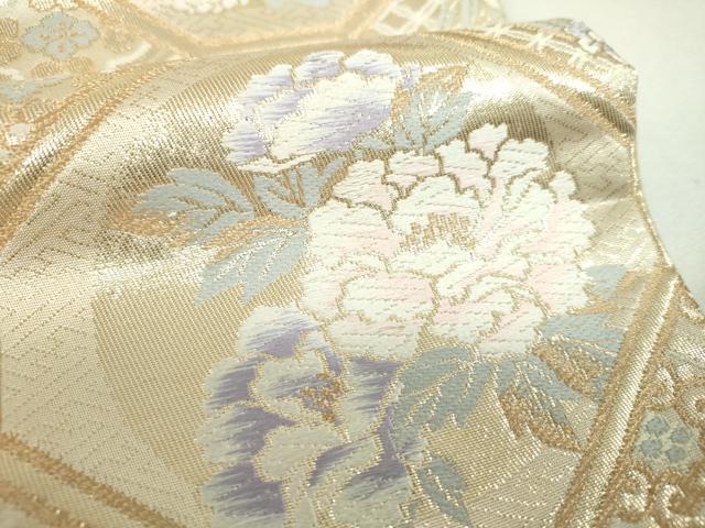 平和屋着物▼六通柄袋帯 唐織 格天井絵巻文 金糸 正絹 逸品 DABI6022ps
