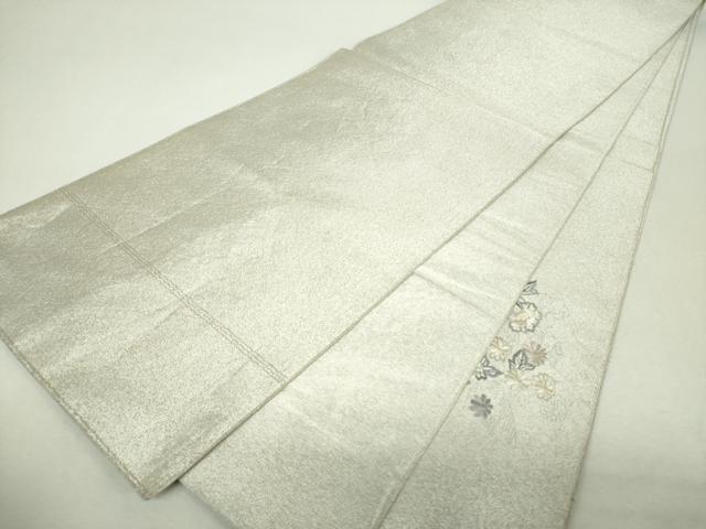 平和屋着物▼綴れ 太鼓柄袋帯 総刺繍 草花文 金銀糸 正絹 逸品 DABI6048ps